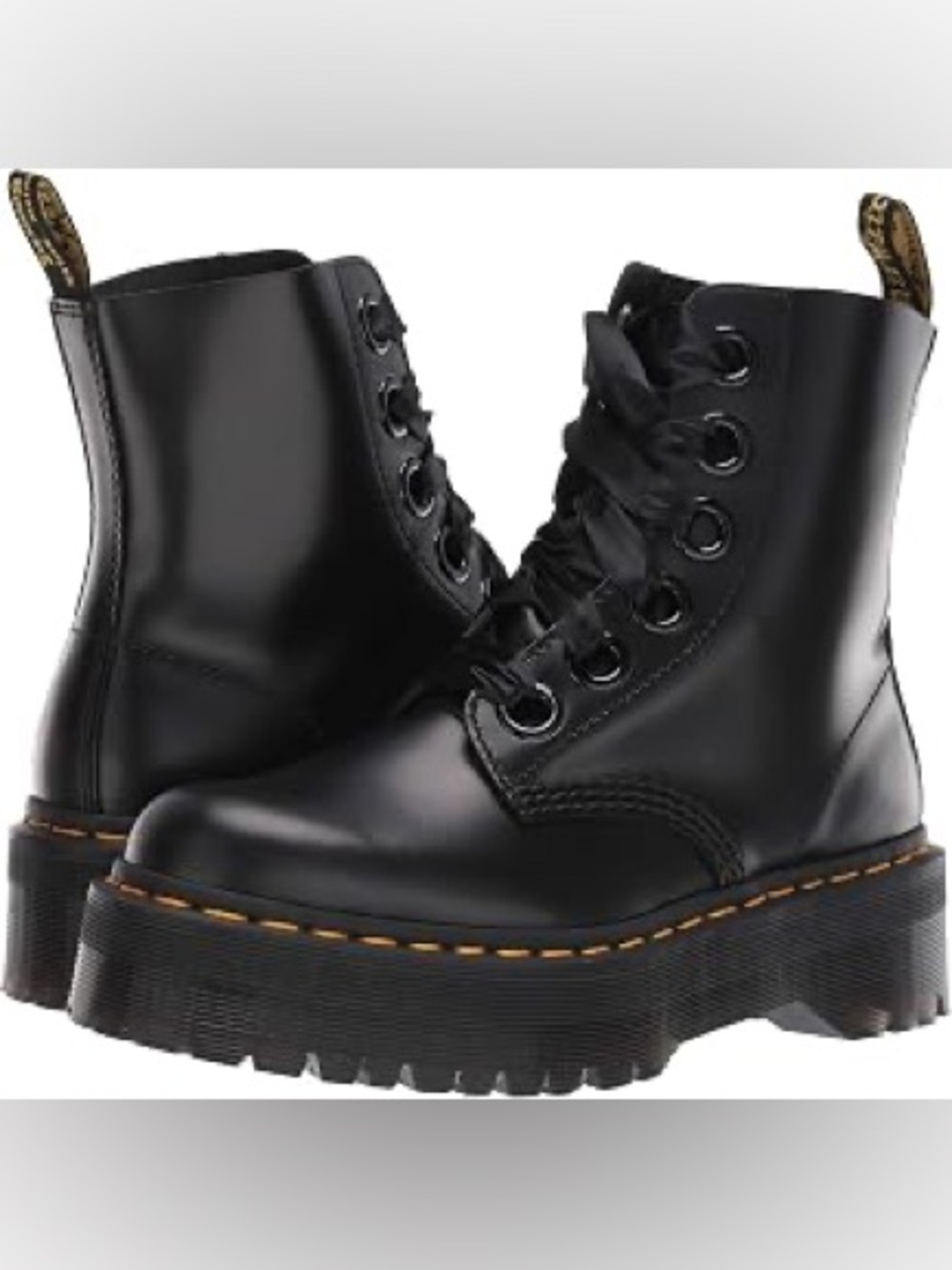 Dr. Martens Molly Leather Black Platform Lace-Up Boots - Picture 9 of 16